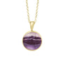 9ct Yellow Gold Blue John Round Pendant With Trace Chain