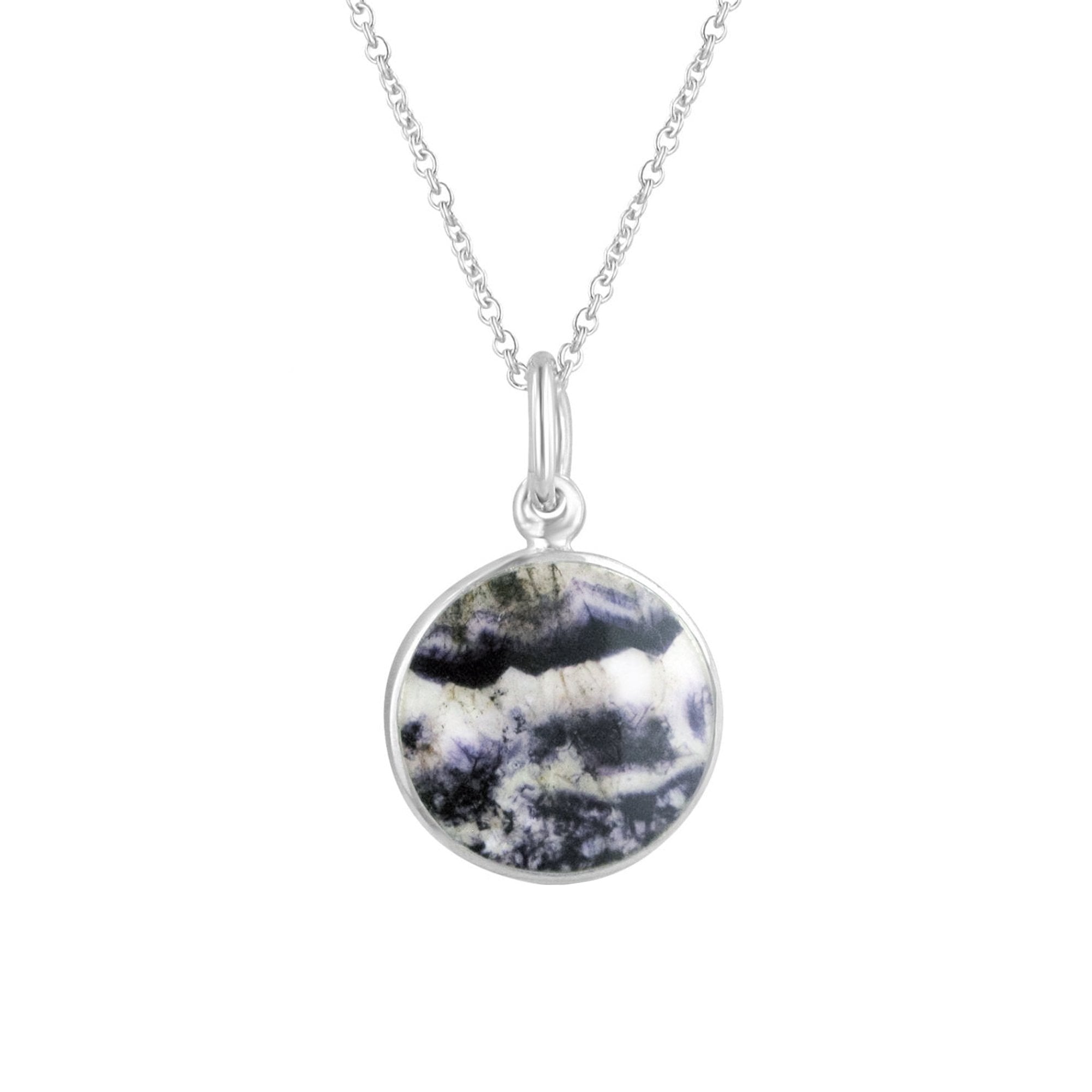 Blue John Round Silver with St Christopher Necklace on Reverse (15mm)