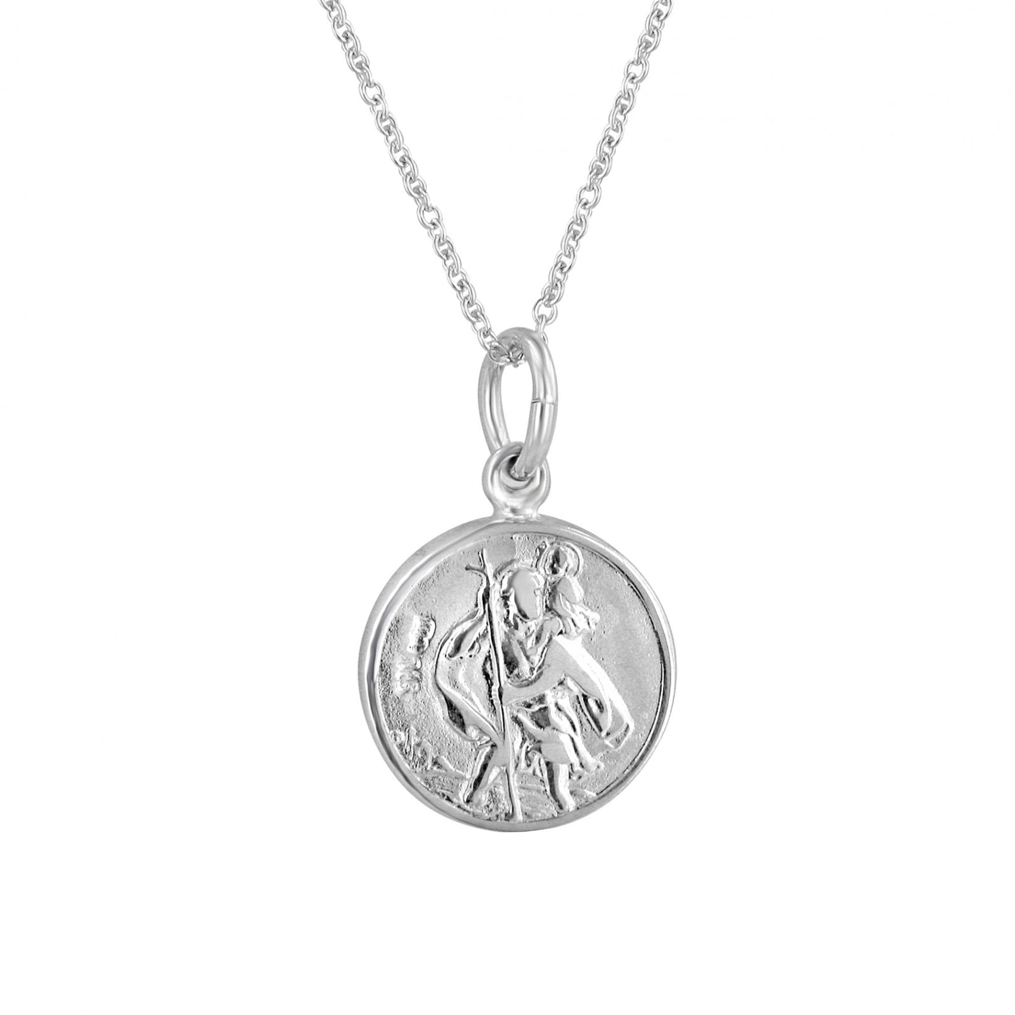 Blue John Round Silver with St Christopher Necklace on Reverse (15mm)