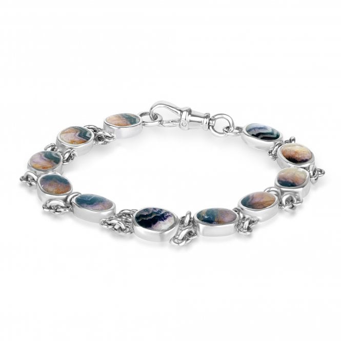 Silver Eleven Stone Blue John Bracelet