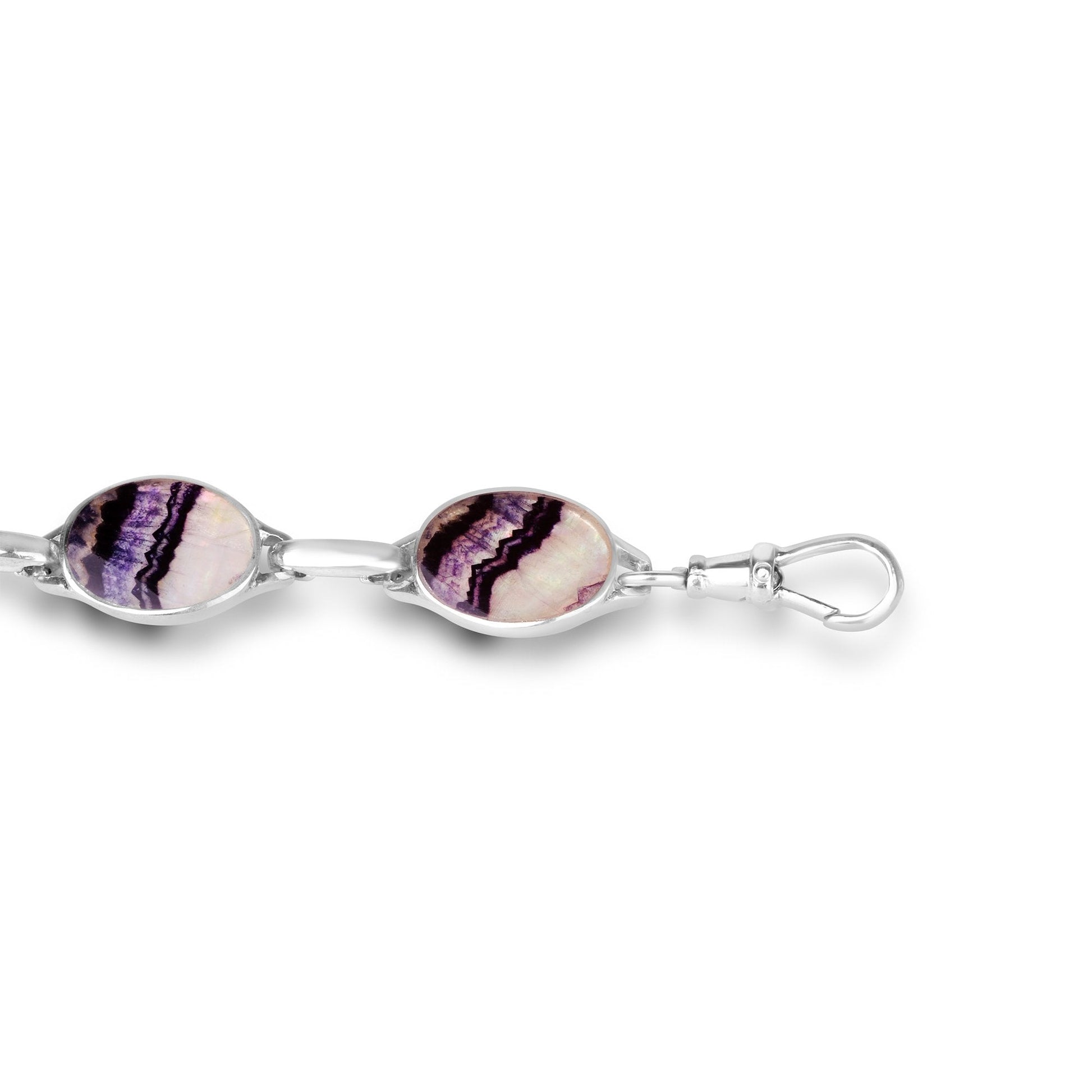 Silver Large Oval Blue John Link Bracelet