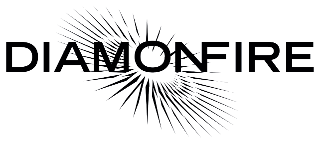Logo of Diamonfire with a black text design on a white background