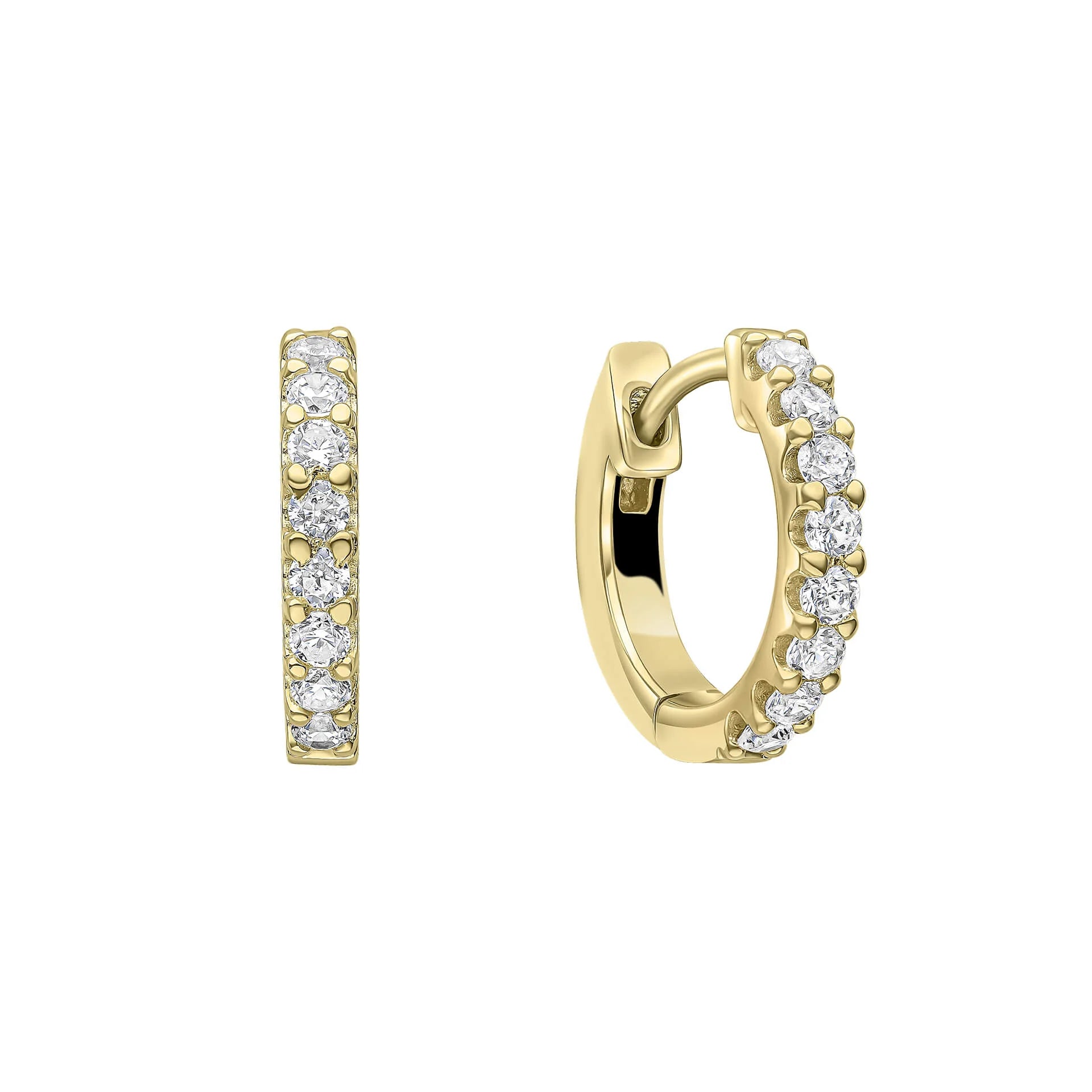 Diamonfire Gold Plated Claw Set Cubic Zirconia Hoop Earrings