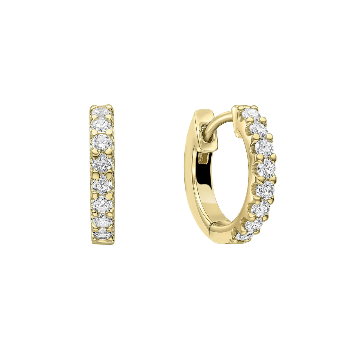 Diamonfire Gold Plated Claw Set Cubic Zirconia Hoop Earrings