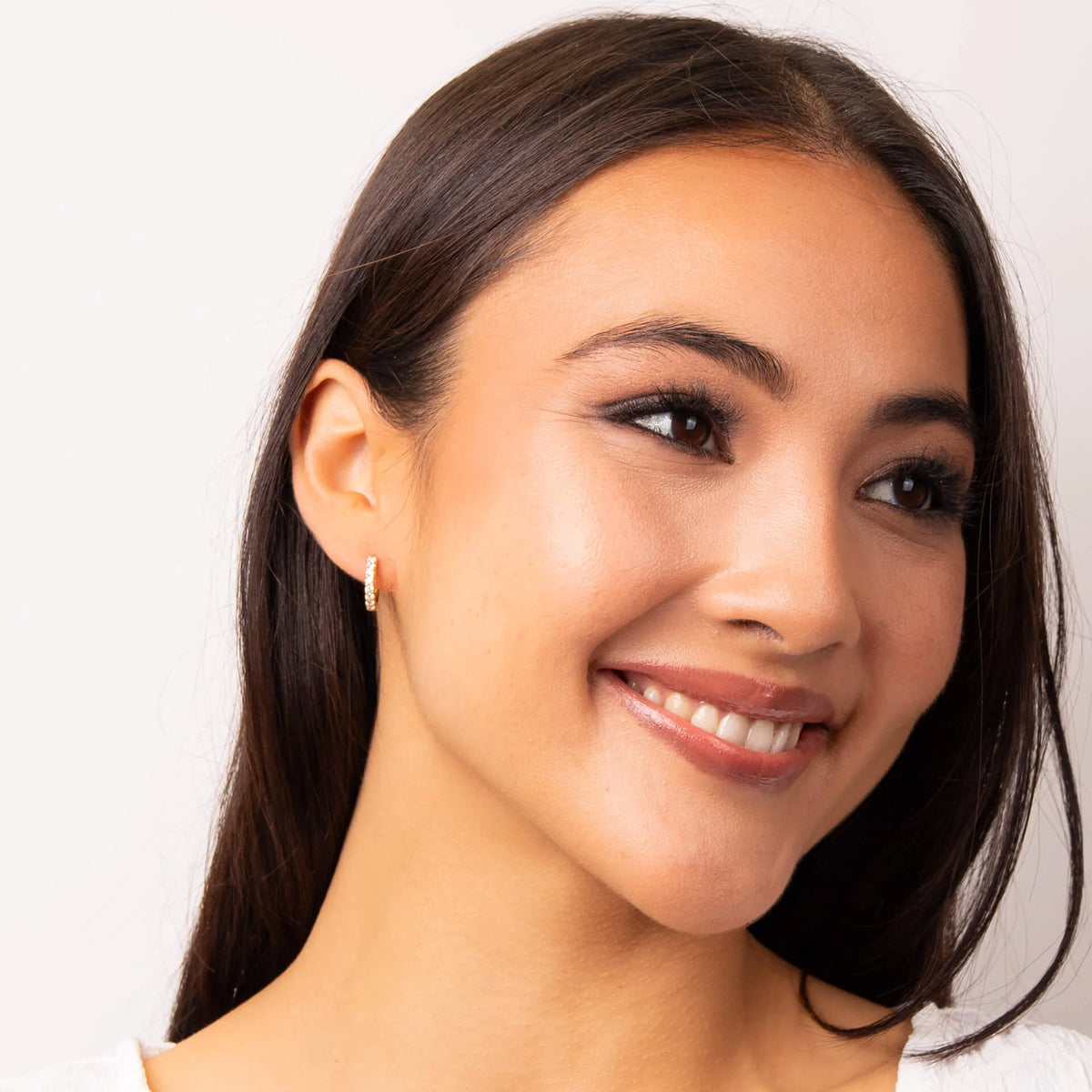 Diamonfire Gold Plated Claw Set Cubic Zirconia Hoop Earrings
