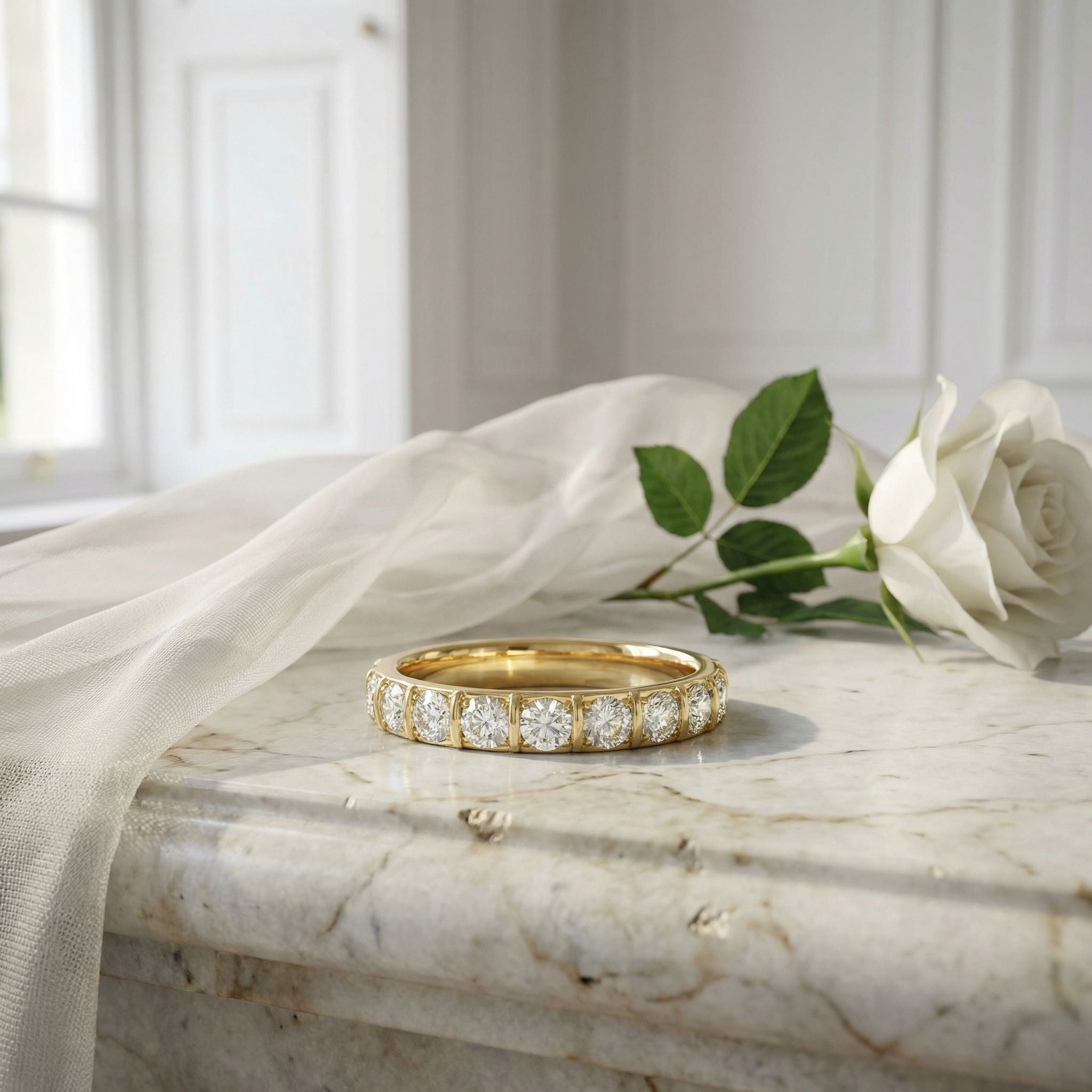 18ct Yellow Gold Ten Stone 0.71ct Diamond Band Ring