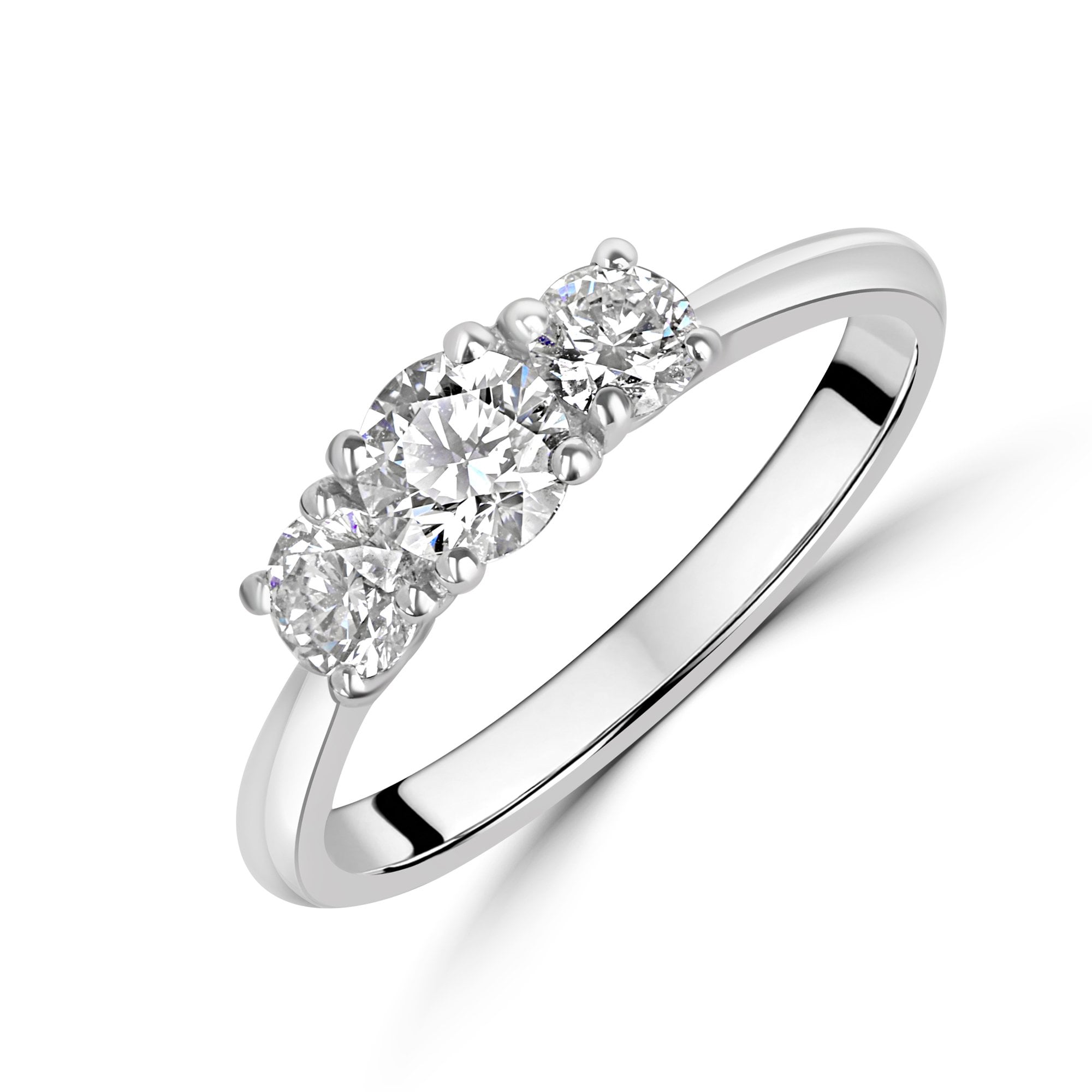 Platinum Three Stone GIA Cert Diamond Total 0.80ct Ring