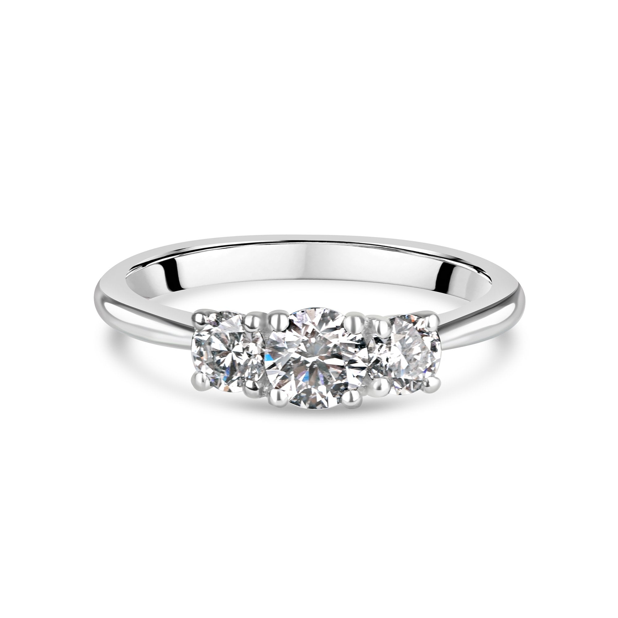 Platinum Three Stone GIA Cert Diamond Total 0.80ct Ring