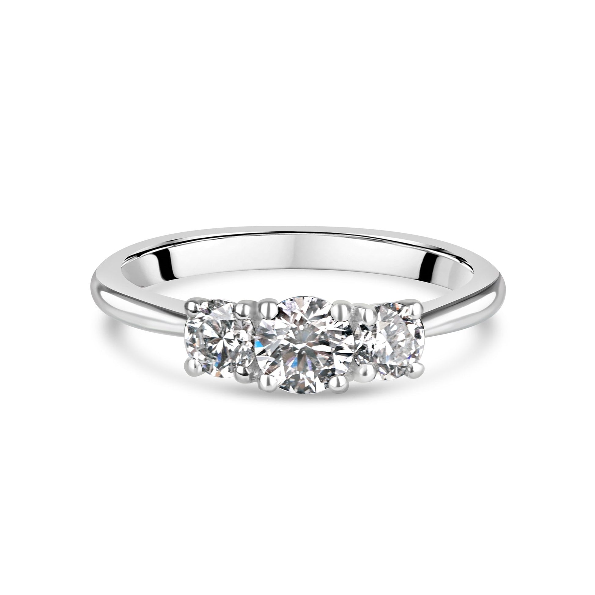 Platinum Three Stone GIA Cert Diamond Total 0.80ct Ring