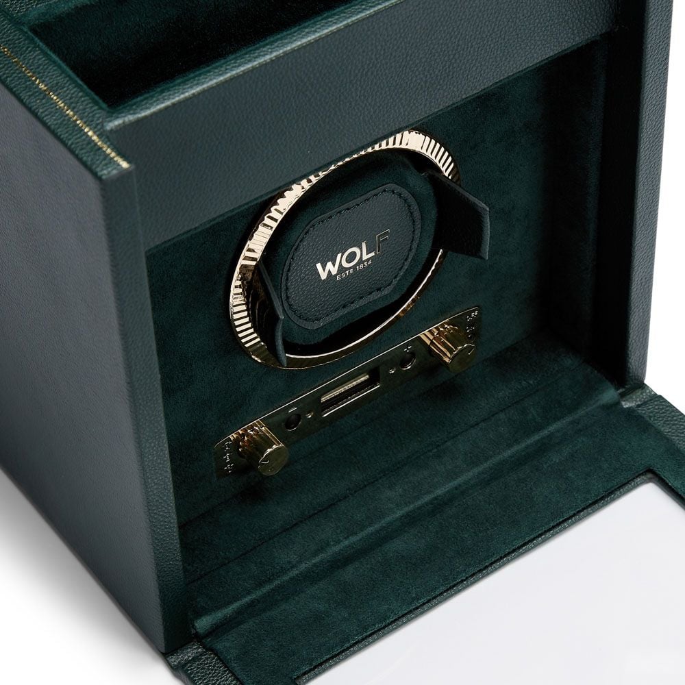 WOLF Single Watch Winder in British Racing Green