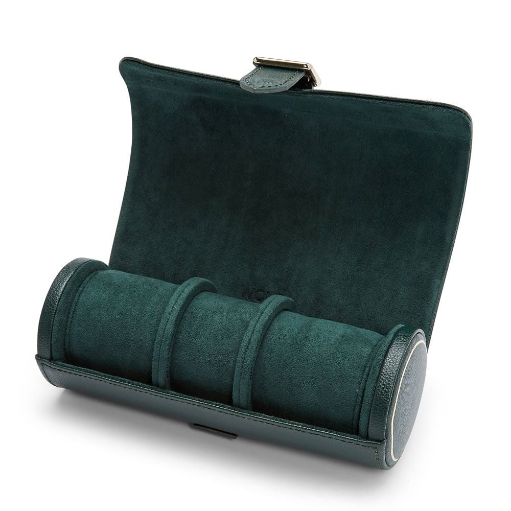 Triple Watch Travel Roll in British Racing Green