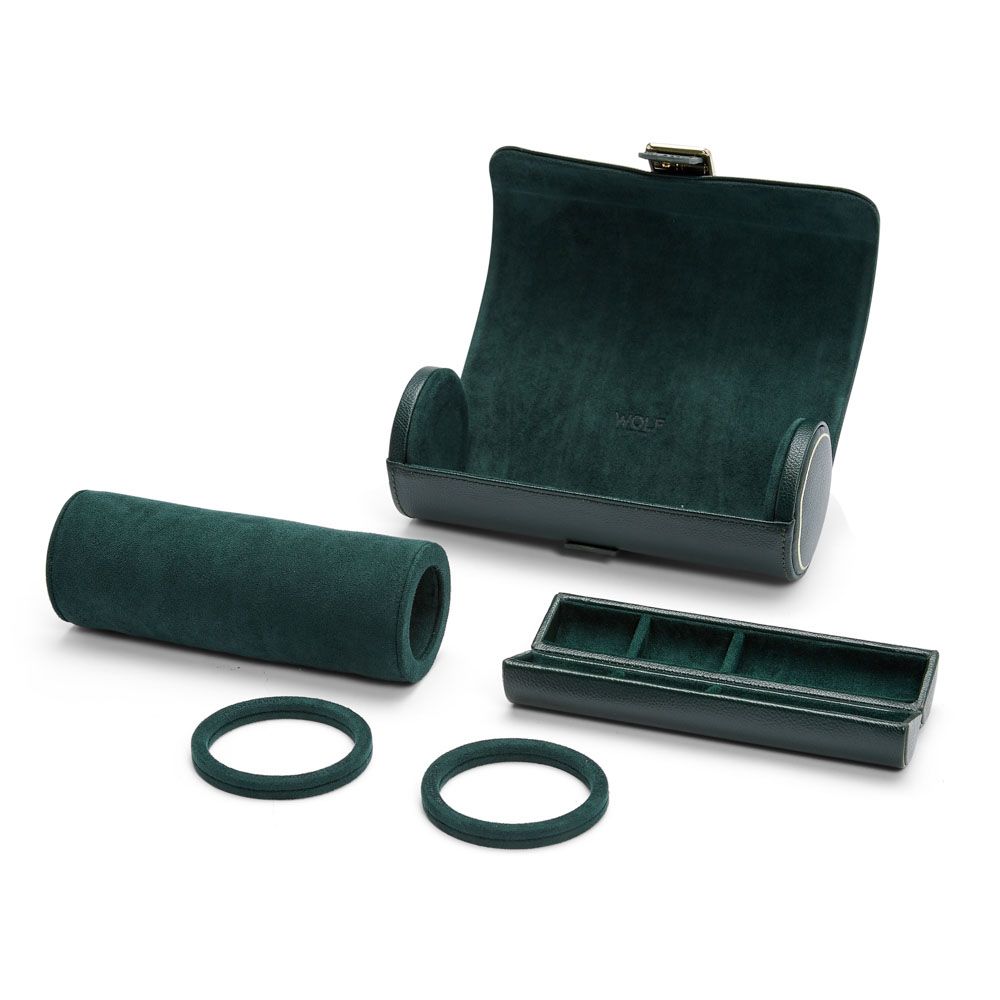 Triple Watch Travel Roll in British Racing Green